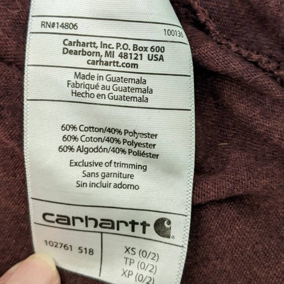 Carhartt Long Sleeve T-shirt V-Neck Size XS (0-2) - Picture 7 of 10
